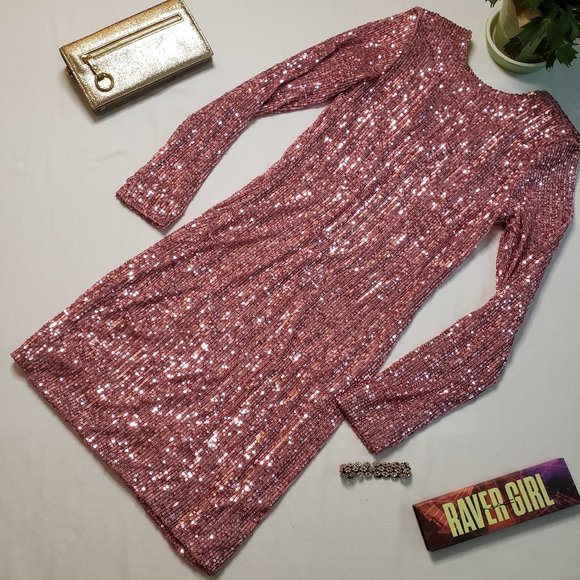 KAOS Mini Party Dress in Pink Sequins Size US 8 EU 38 - Picture 5 of 12